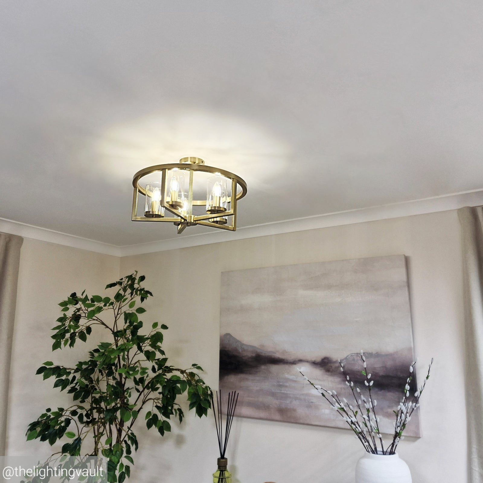 Caria Semi Flush Chandelier Low Ceiling Flush Lantern Light