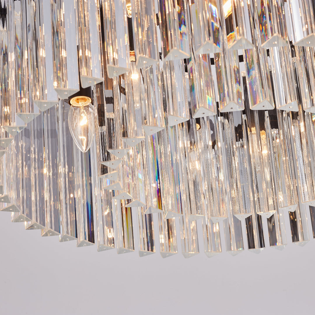 Seville Small Black Chandelier with Triangular Crystals