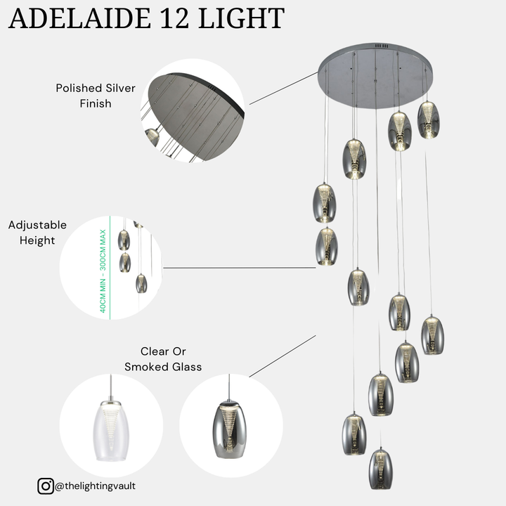 Adelaide 12lt Spiral Pendant - 2 COLOURS