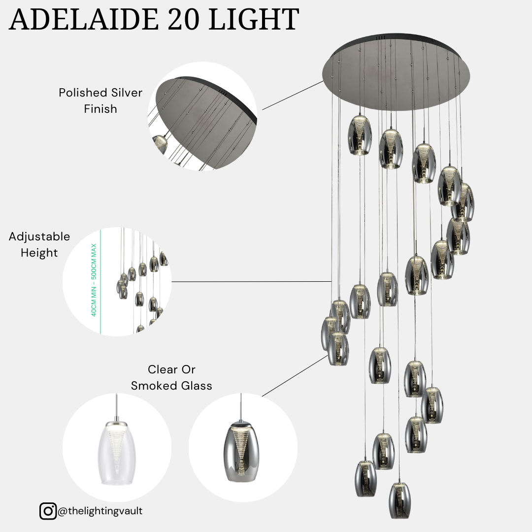Adelaide 20-Light Spiral Stairwell Chandelier