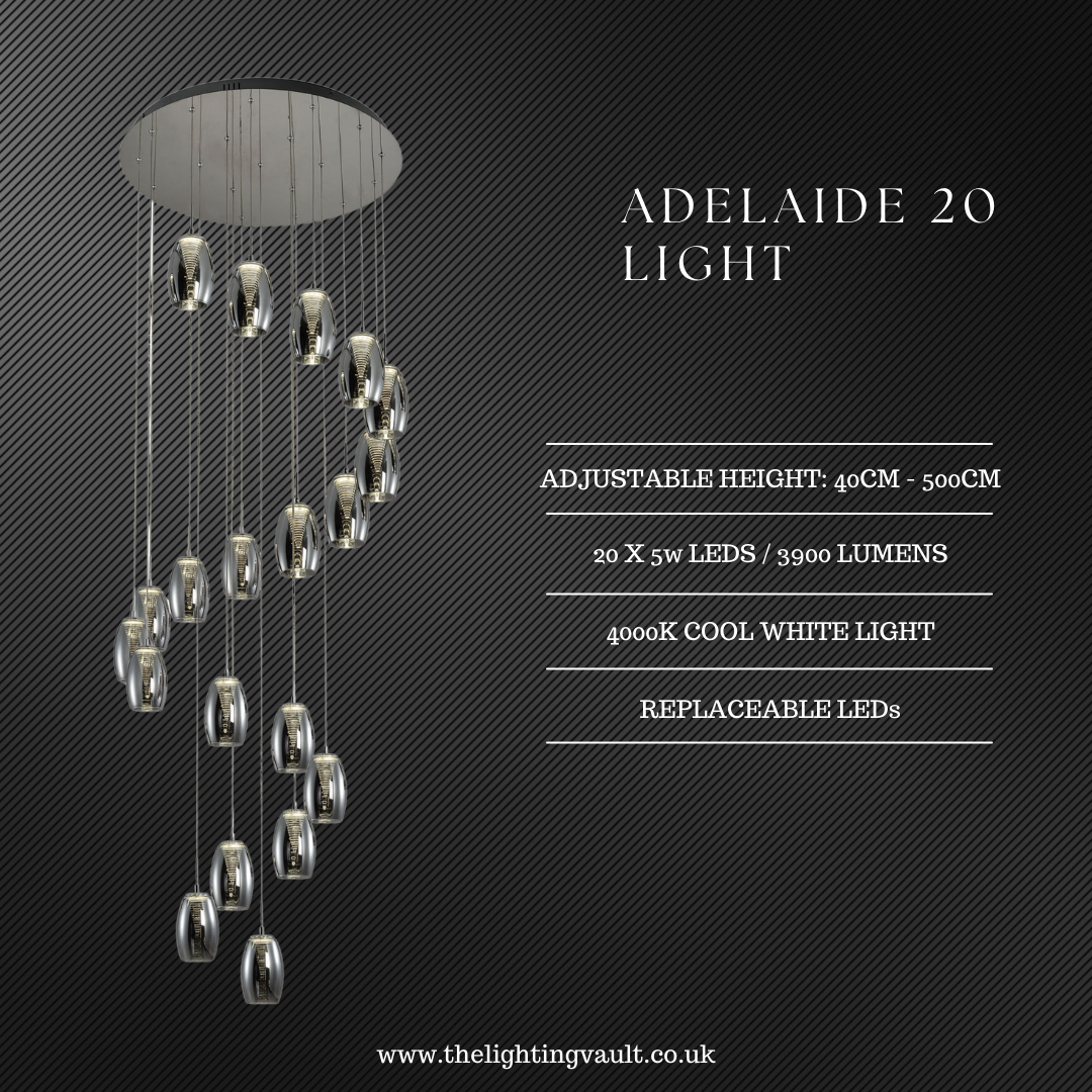 Adelaide 20-Light Spiral Stairwell Chandelier