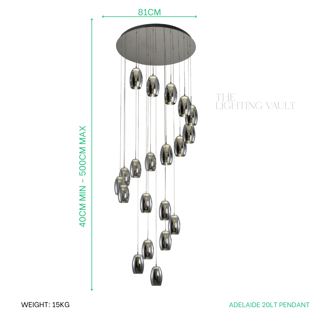 Adelaide 20-Light Spiral Stairwell Chandelier