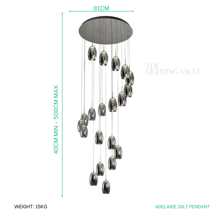 Adelaide 20-Light Spiral Stairwell Chandelier