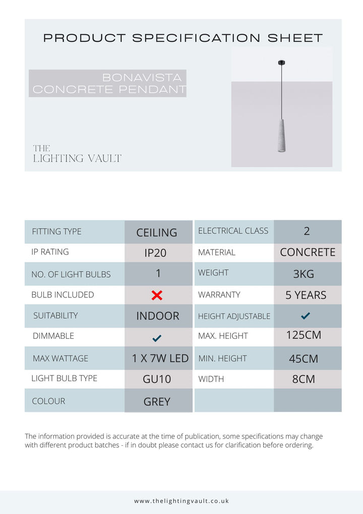 Bonavista Single Pendant Concrete