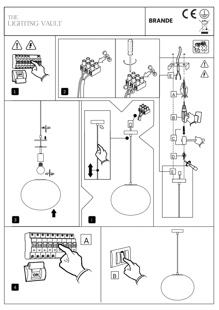 Europa Lighting Brande Pendant Black