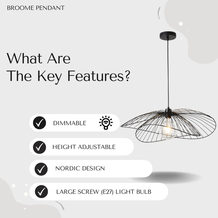 Broome Pendant Light – Large Matt Black Wireframe Ceiling Light