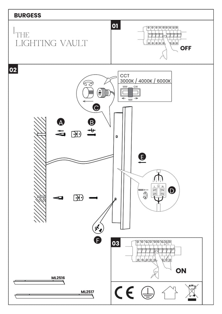 Burgess Architectural Linear Outdoor Wall Light – 600mm – IP54