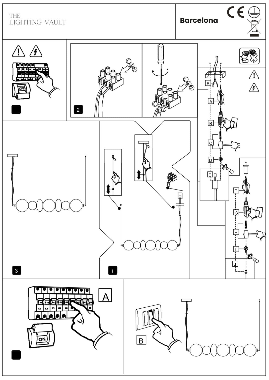 Europa Lighting Barcelona Pendant Bar - 2 COLOURS