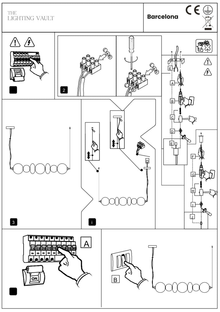 Europa Lighting Barcelona Pendant Bar - 2 COLOURS