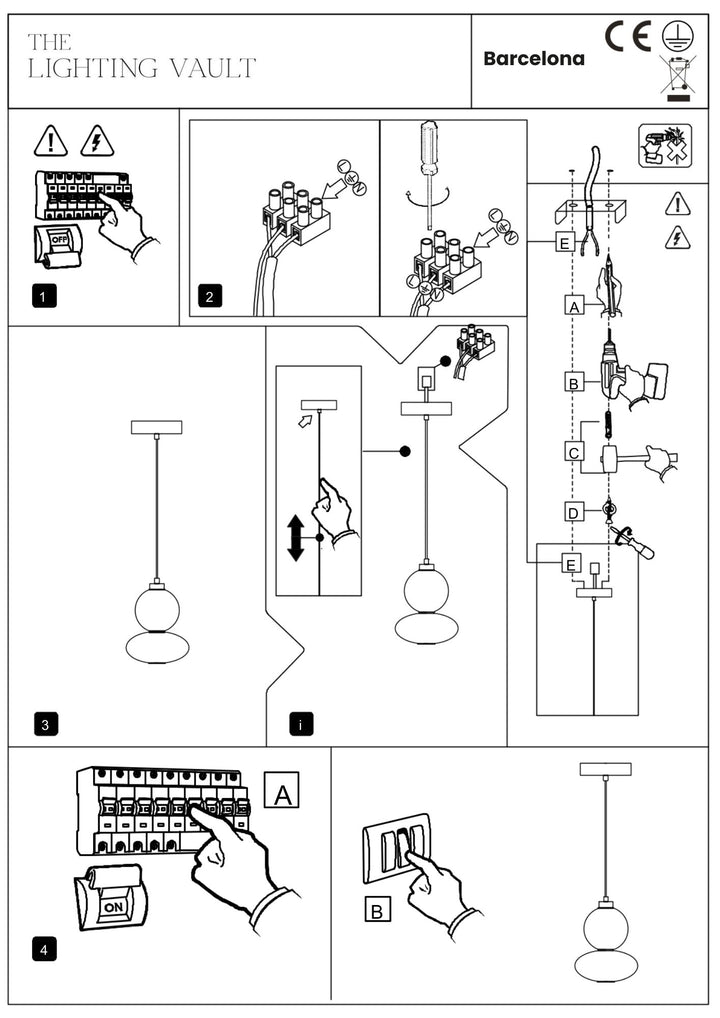 Barcelona Small Pendant Light – Black or Gold