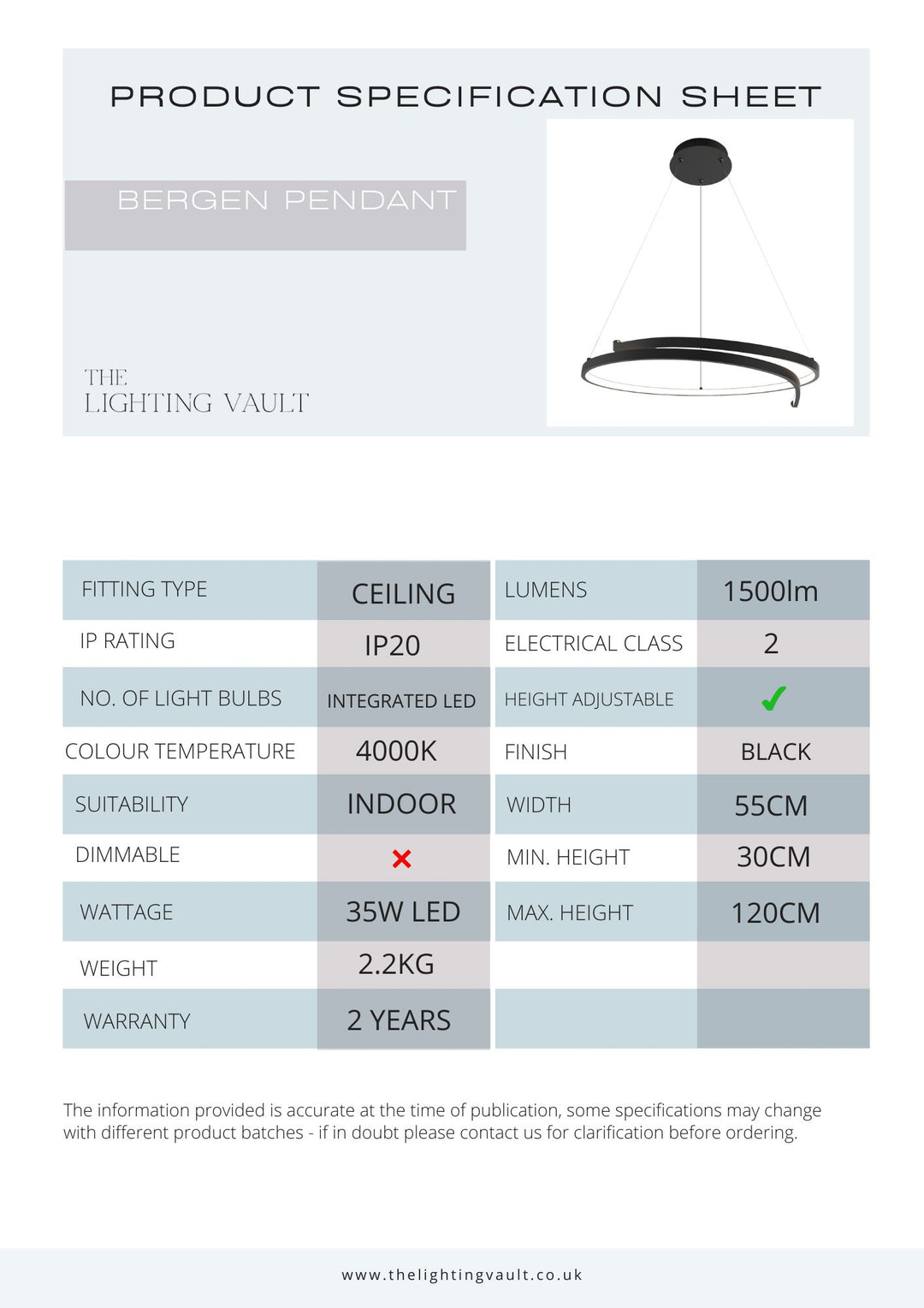 Europa Lighting Bergen LED Pendant