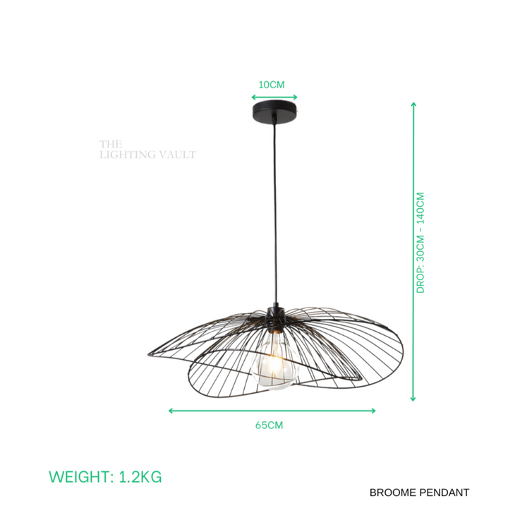 Broome Pendant Light – Large Matt Black Wireframe Ceiling Light
