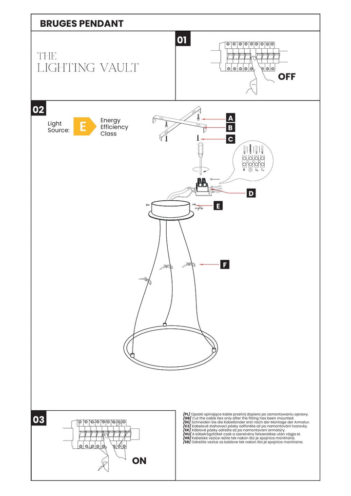 Europa Lighting Bruges Black LED Pendant