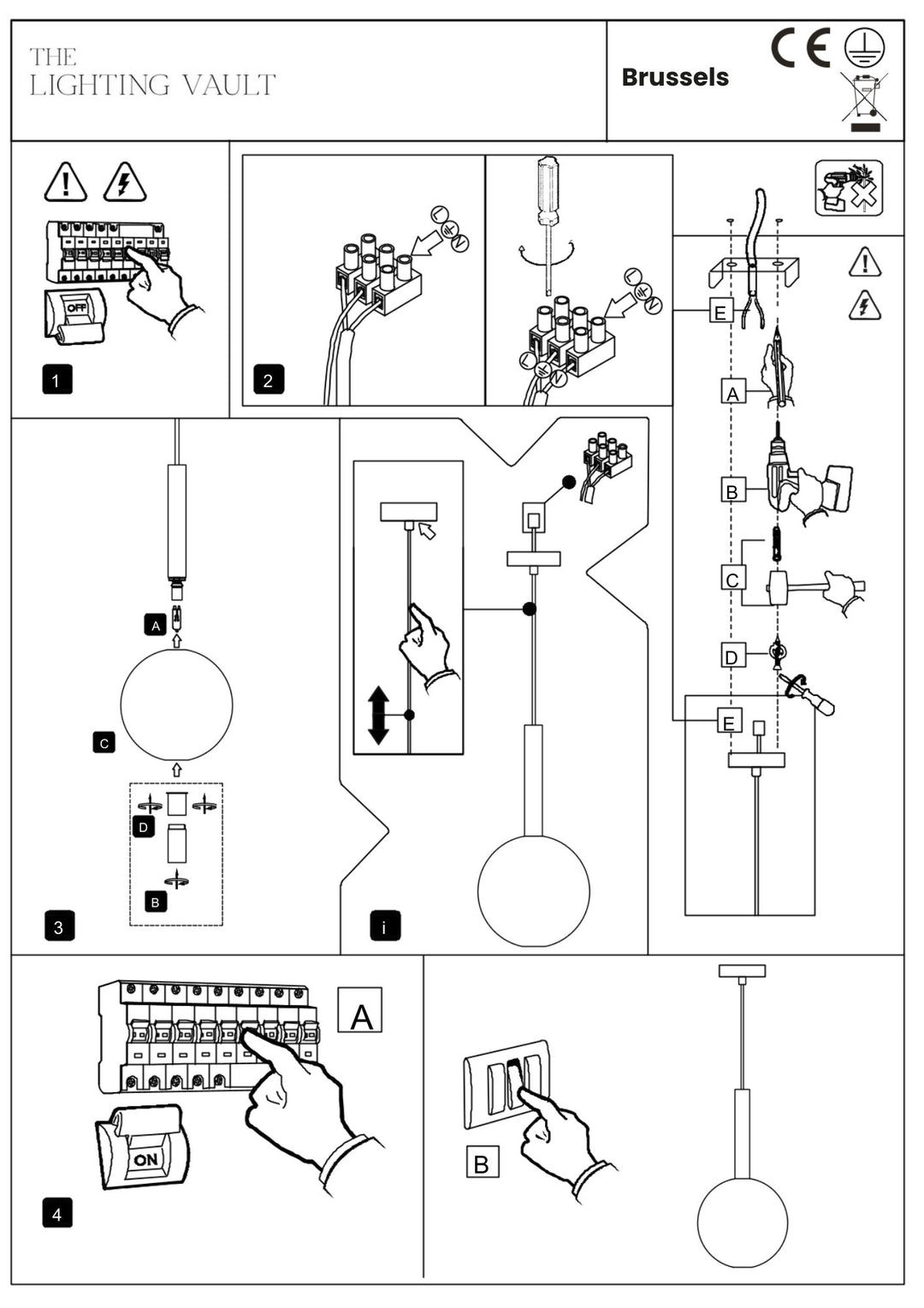 Brussels Pendant Light – Black or Gold