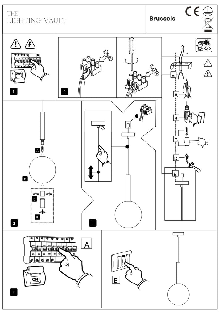 Brussels Pendant Light – Black or Gold