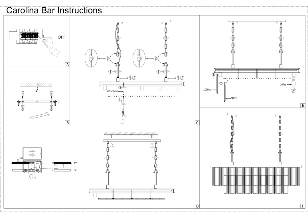 Carolina Black Rectangular Crystal Chandelier