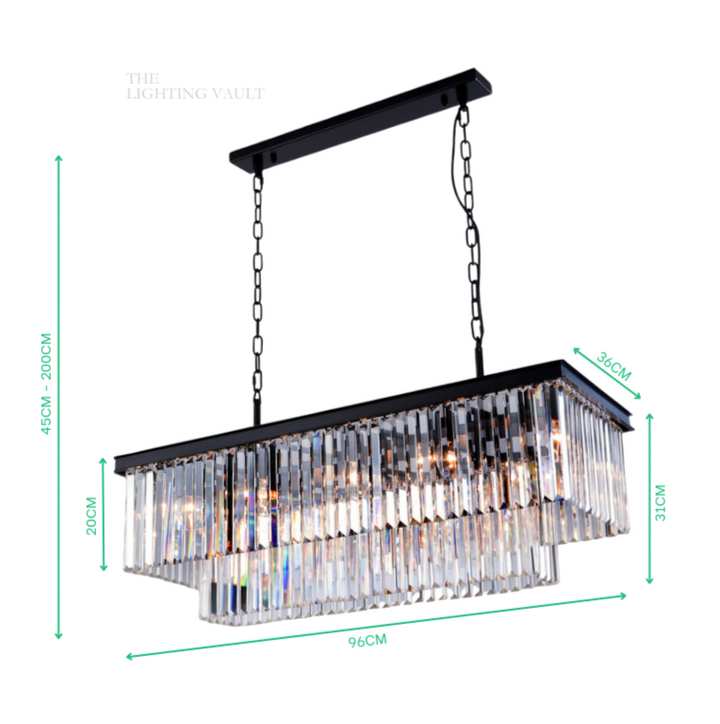 Carolina Rectangular Bar Chandelier - 2 COLOURS