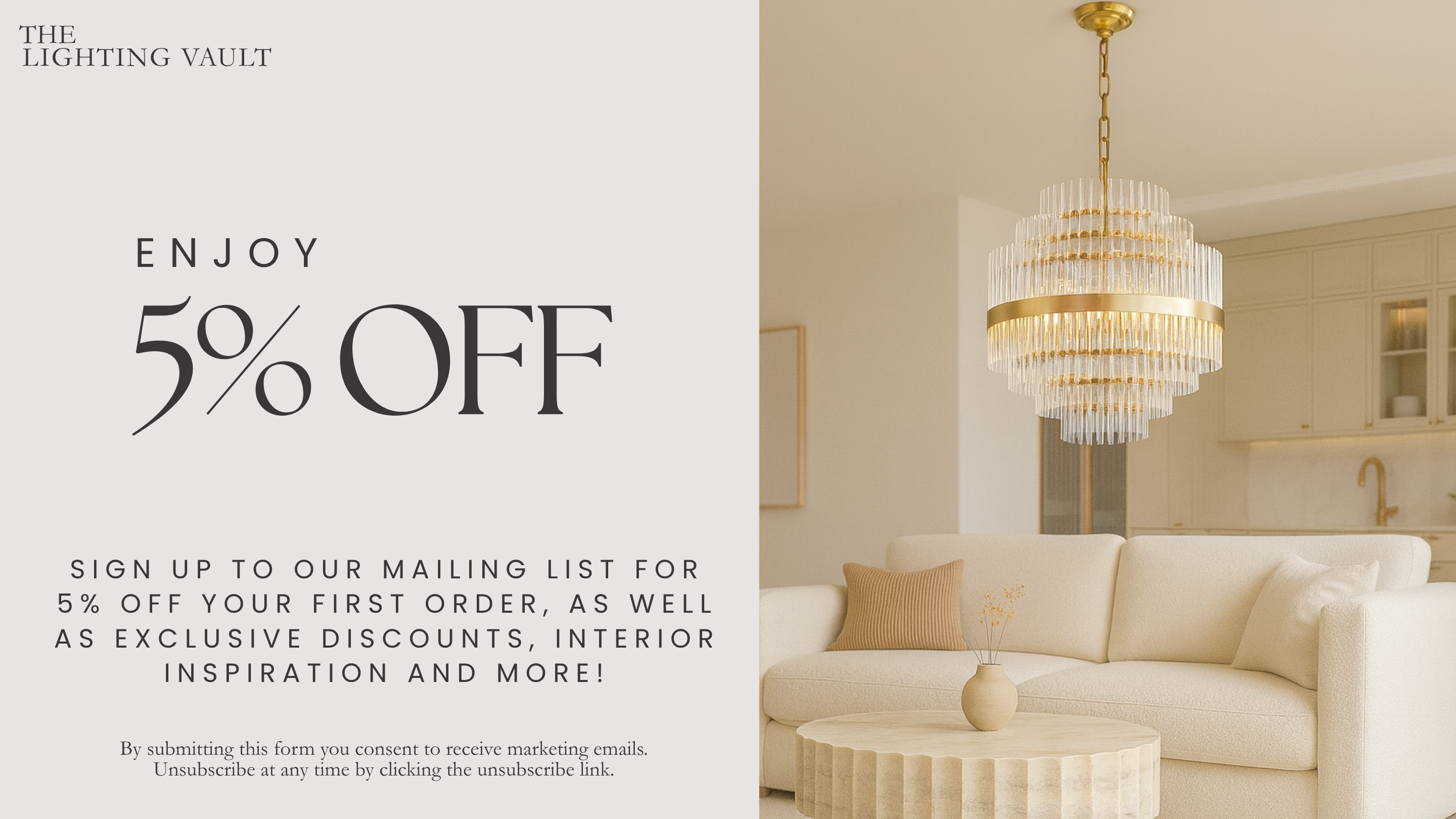Elegant modern lighting with discount offer