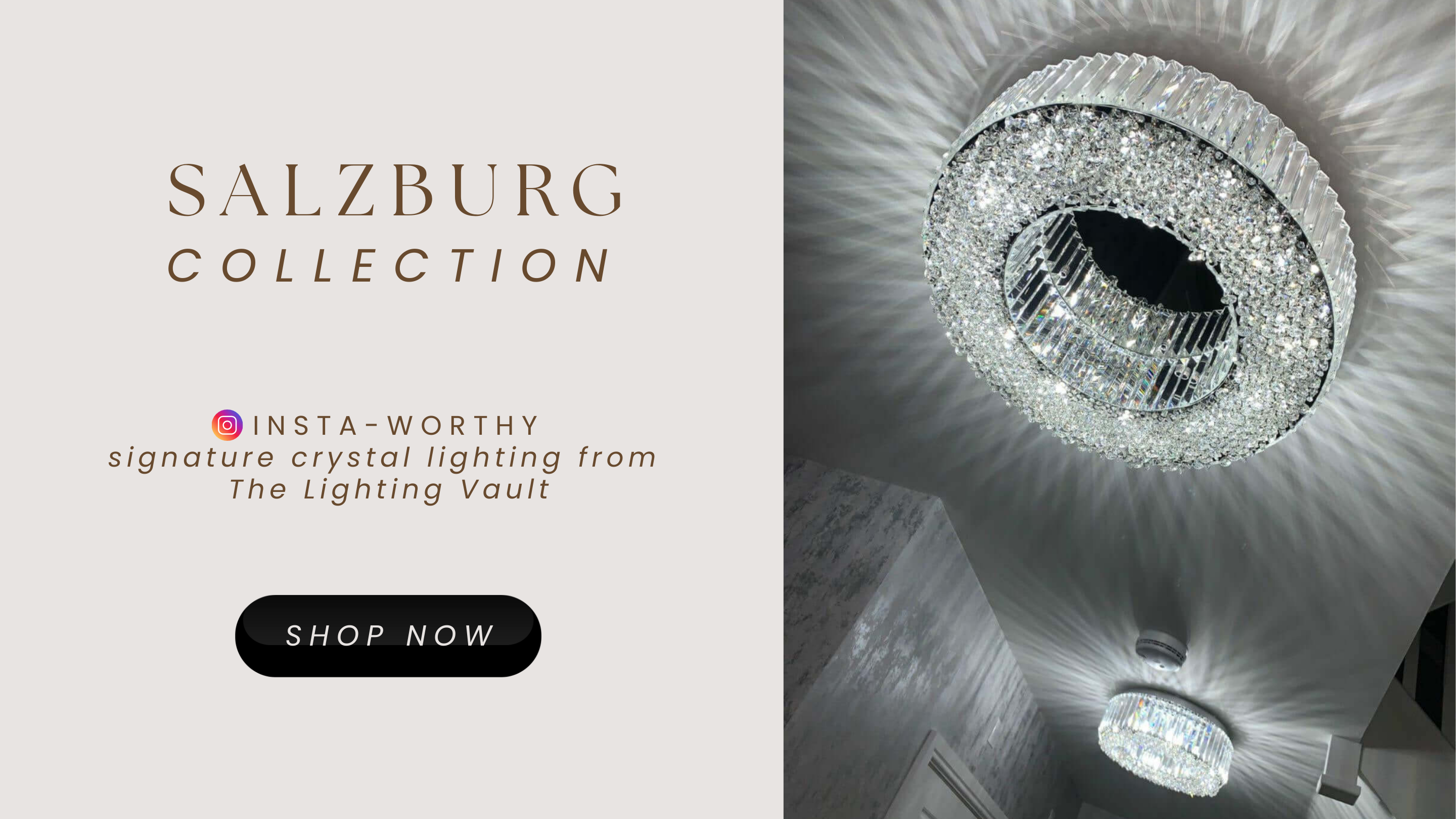 Salzburg Collection crystal flush ceiling light with sparkling glass design – The Lighting Vault UK