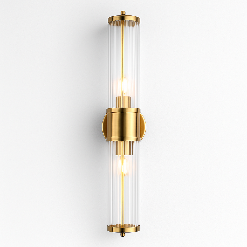 Eleanor Double Bronze wall light on white background with soft luxury shading