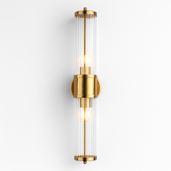 Eleanor Double Bronze wall light on white background with soft luxury shading