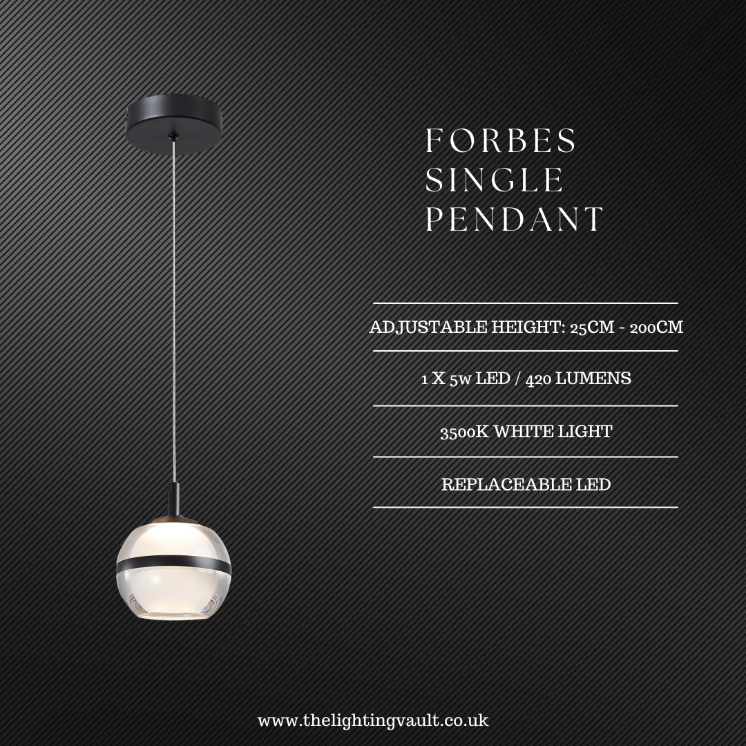 Forbes Single Pendant – Glass Globe Light