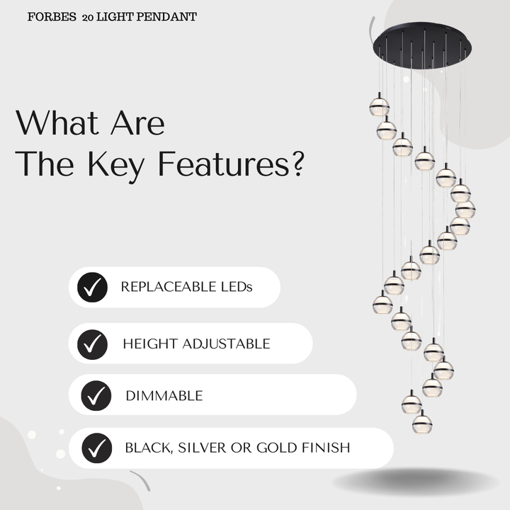 Forbes 20-Light Spiral Staircase Pendant Chandelier