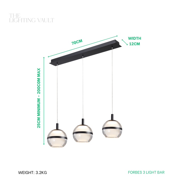 Forbes 3lt Pendant Bar - 3 COLOURS