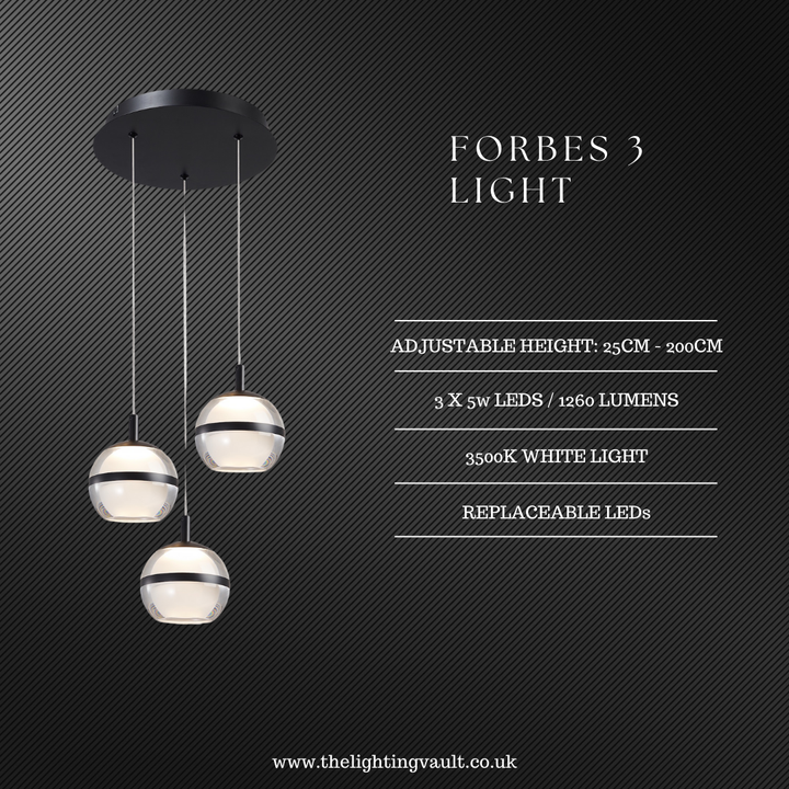 Forbes 3lt Spiral Pendant - 3 COLOURS