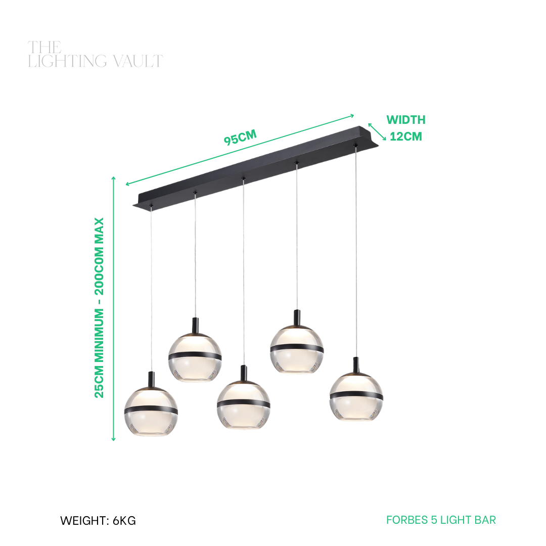 Forbes 5lt Pendant Bar - 3 COLOURS