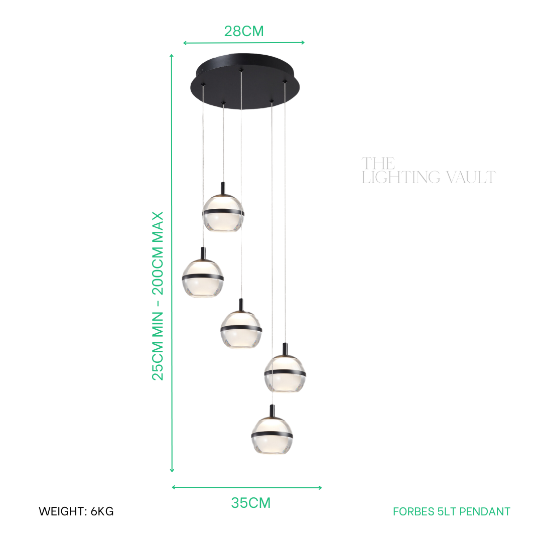 Forbes 5lt Spiral Pendant - 3 COLOURS