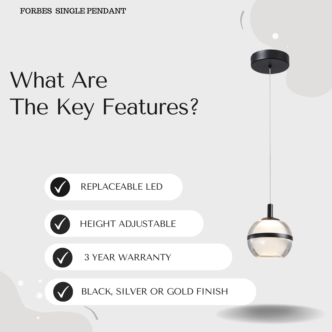 Forbes Single Pendant - 3 COLOURS