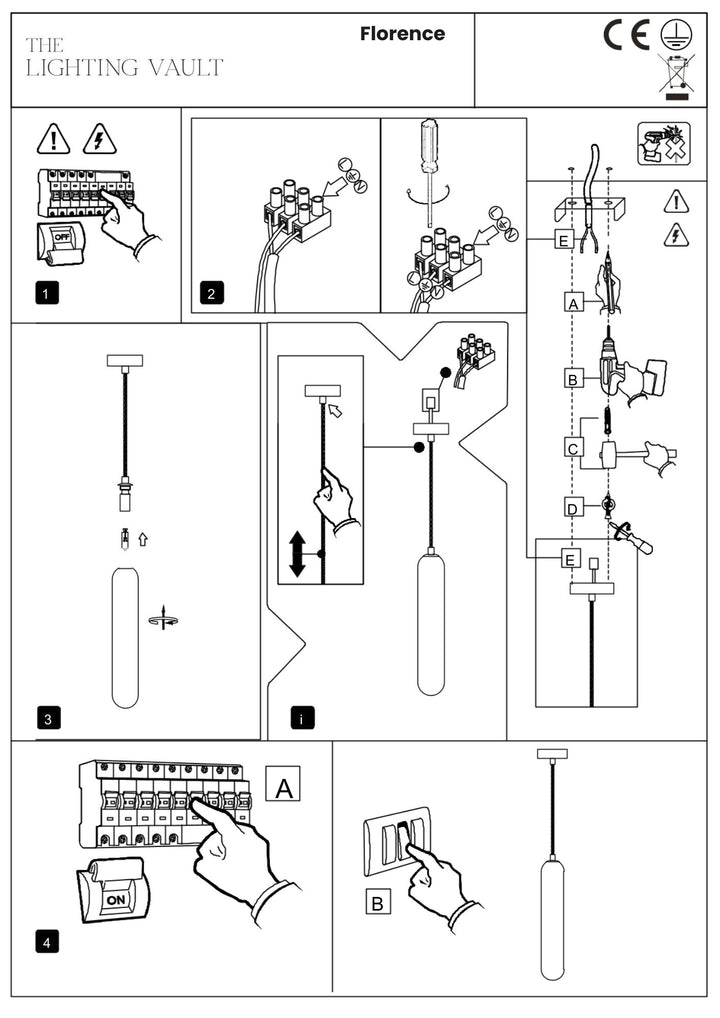 Europa Lighting Florence Single Pendant - 2 COLOURS