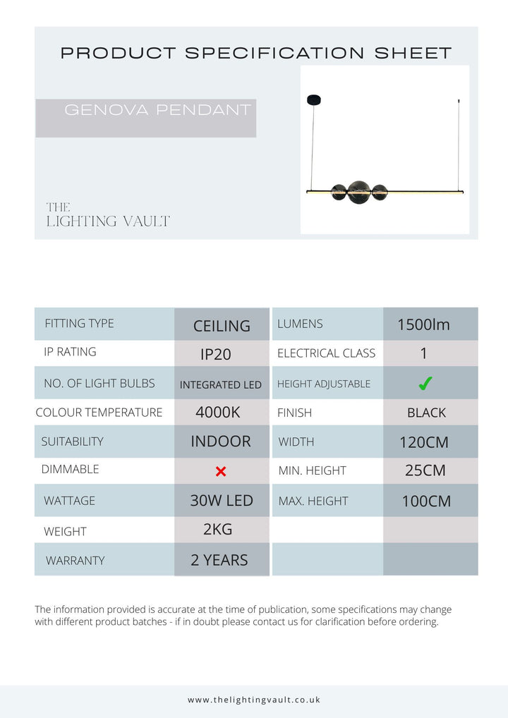 Europa Lighting Genova LED Pendant Bar