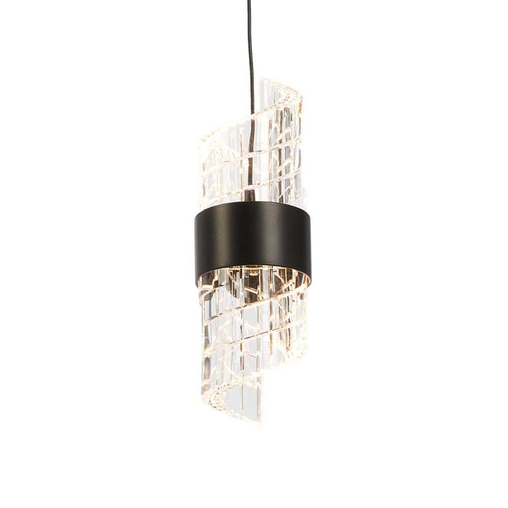 Harlow Single Pendant – Matt Black or Polished Gold Curled Glass