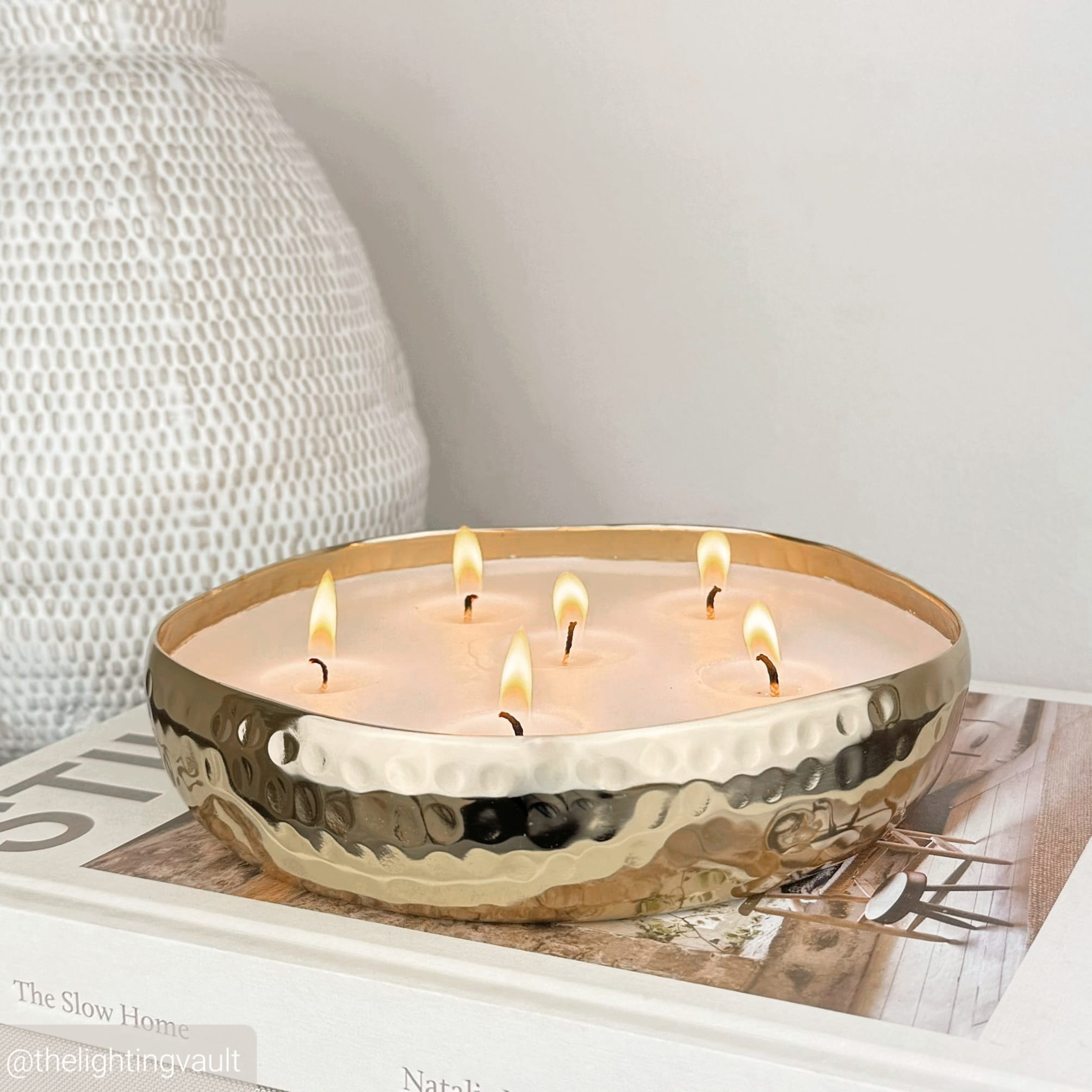 Large Multi Wick Balsam Scented Candle In Gold Pot The Lighting Vault
