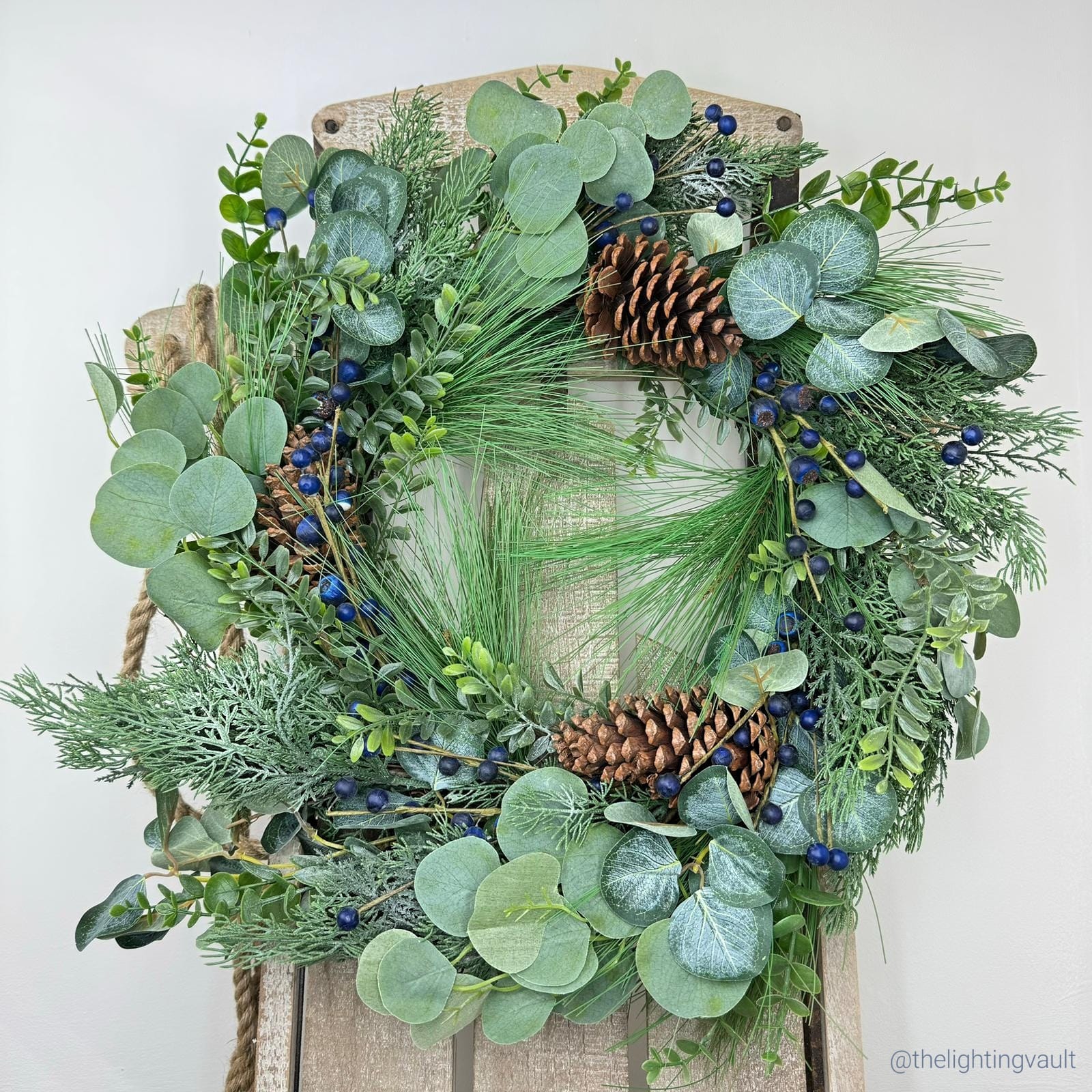 Luxury Eucalyptus and Blue Berry Christmas Wreath