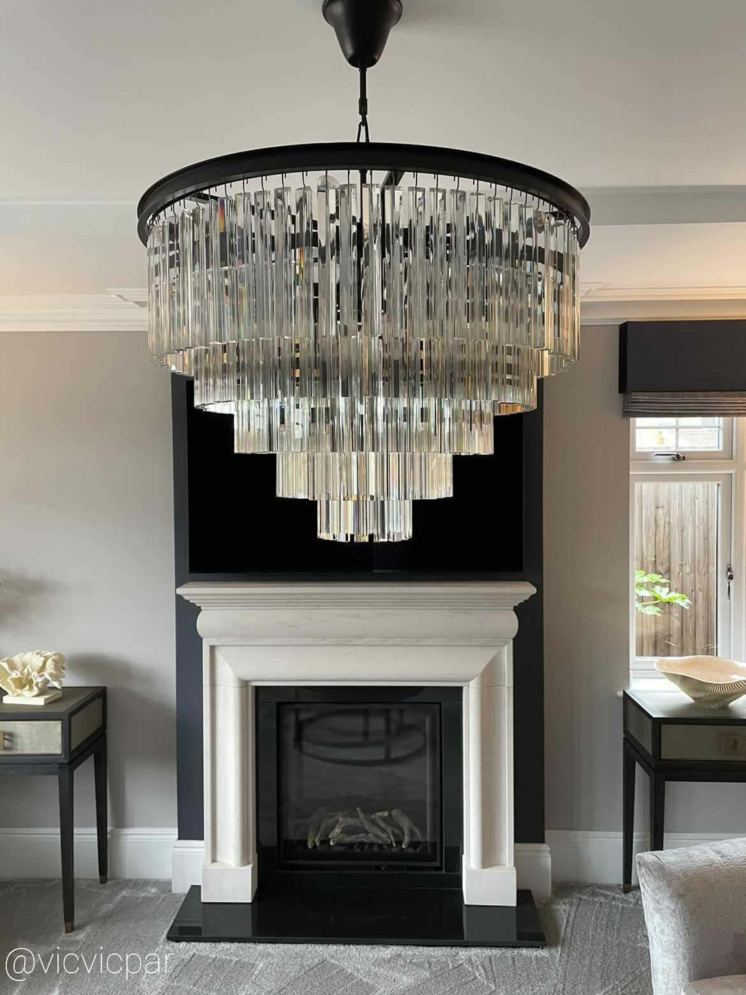 Seville extra large black finish crystal chandelier