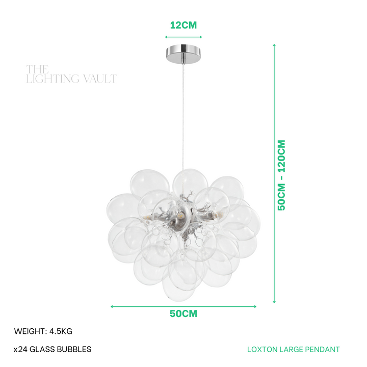 Loxton Large Gold Bubble Glass Pendant Light