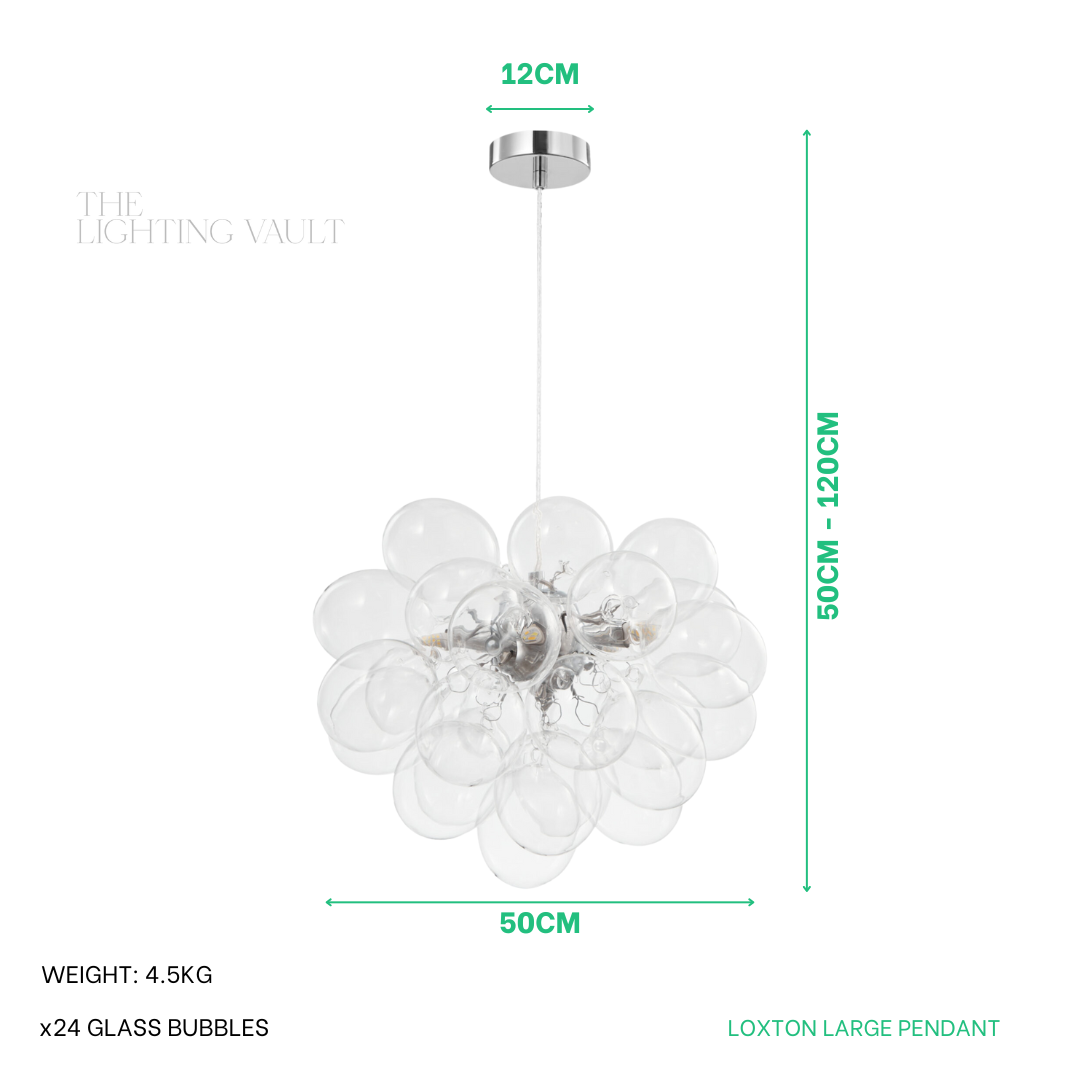 Loxton Clear Bubble Glass Pendant Light