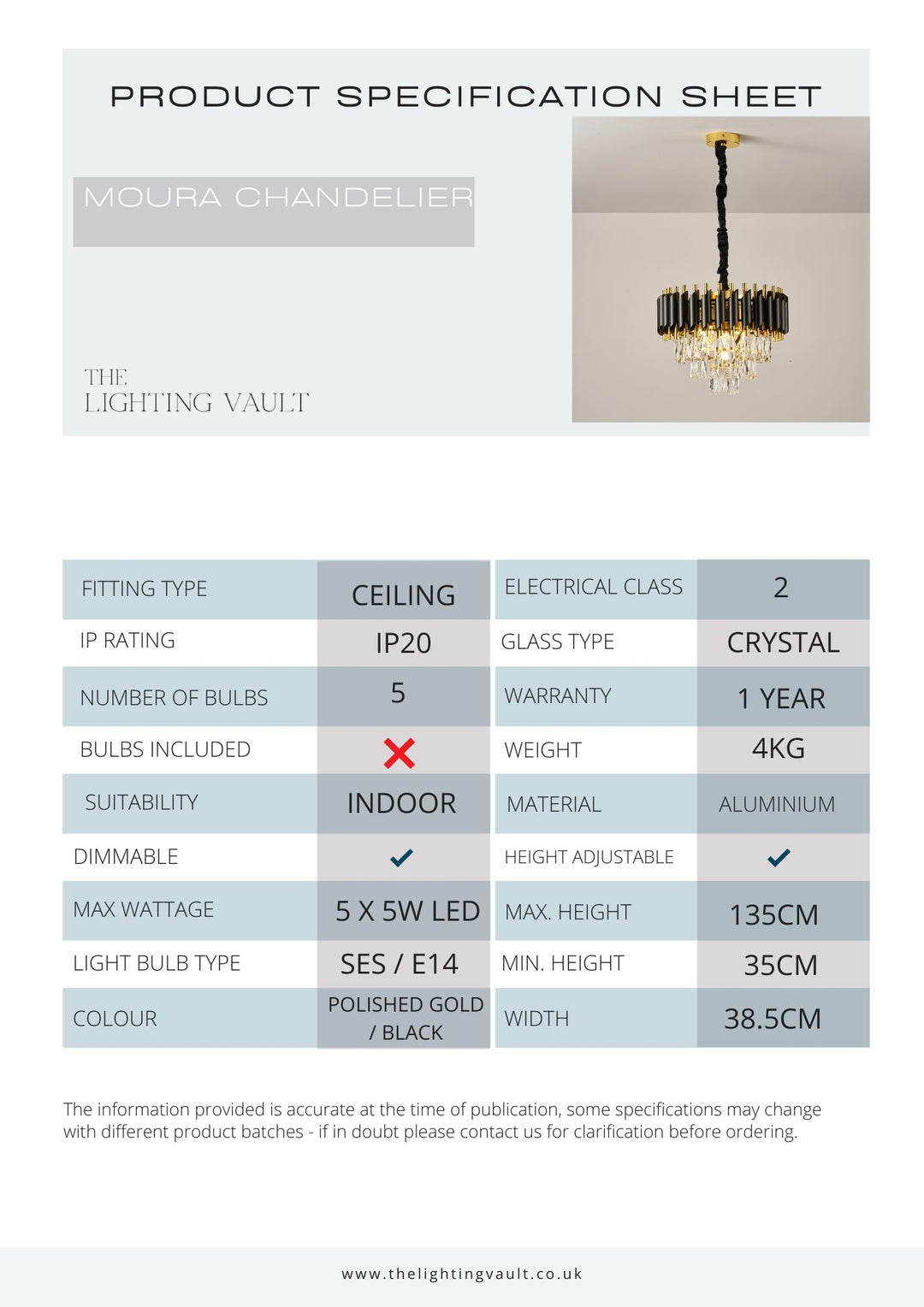 Moura Black & Gold Chandelier