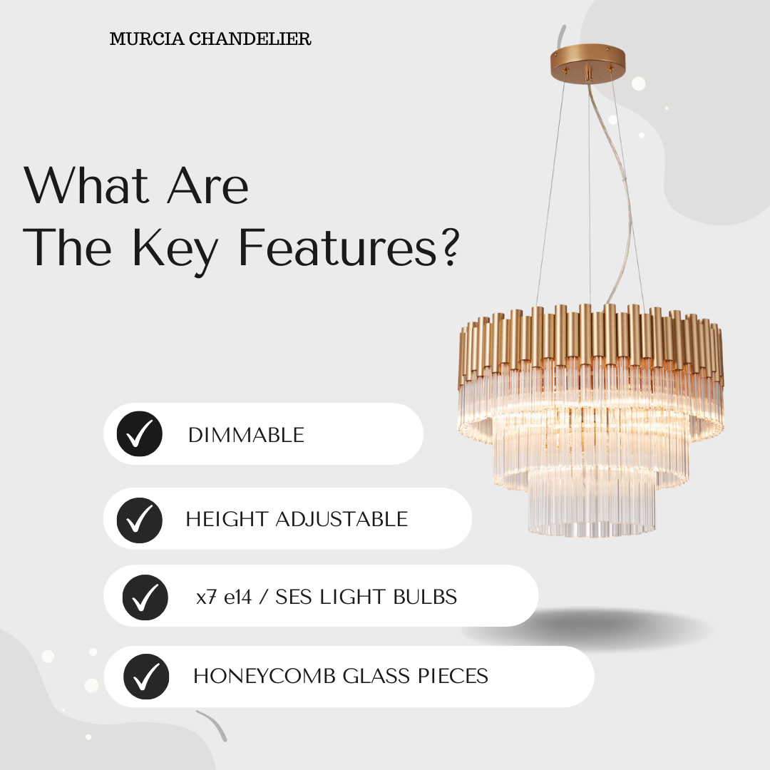 Murcia Chandelier – Matt Gold Glass Tiered Pendant