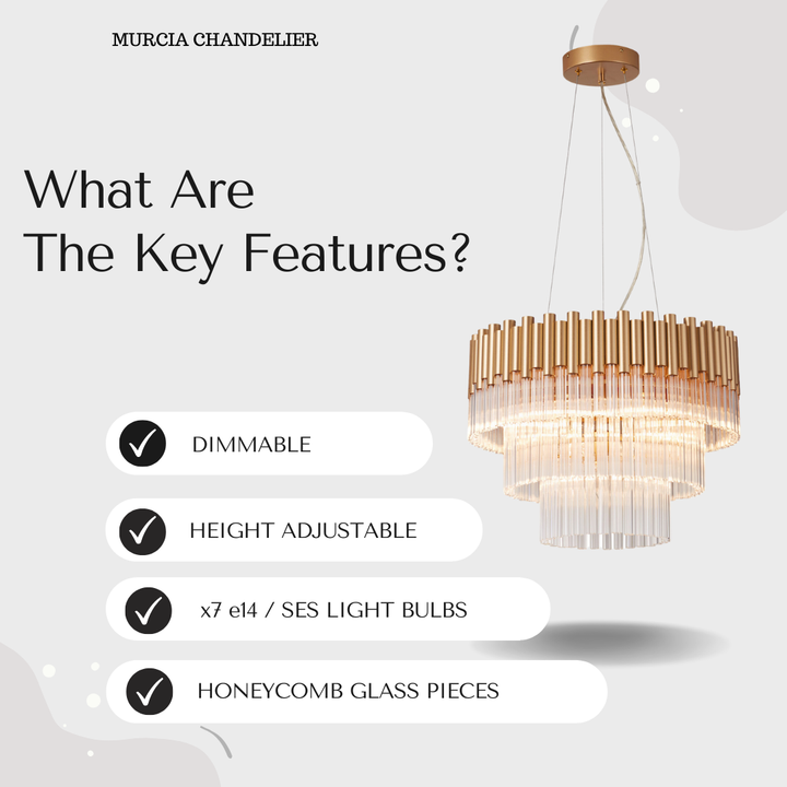 Murcia Chandelier – Matt Gold Glass Tiered Pendant