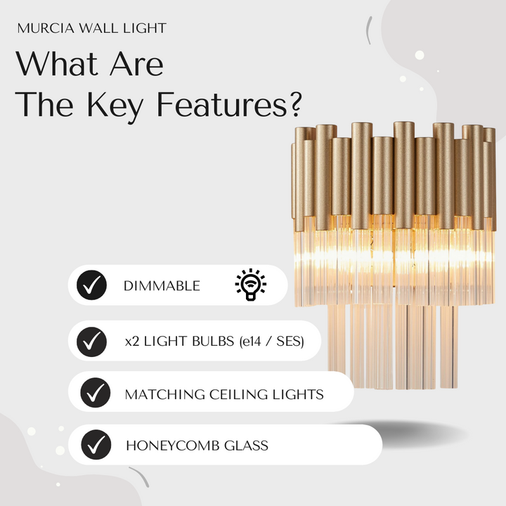 Murcia Wall Light – Gold & Ribbed Glass