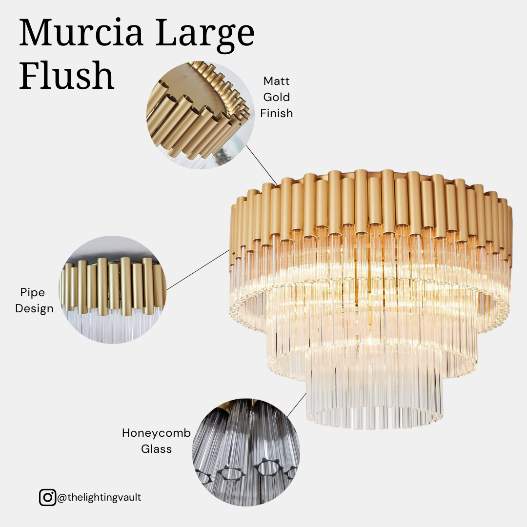 Murcia Large Flush Chandelier – Matt Gold