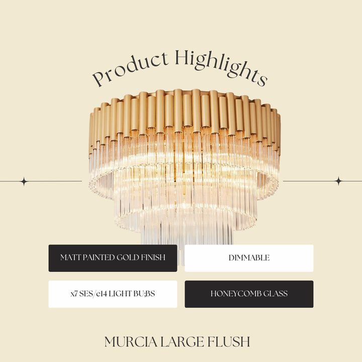 Murcia Large Flush Chandelier – Matt Gold