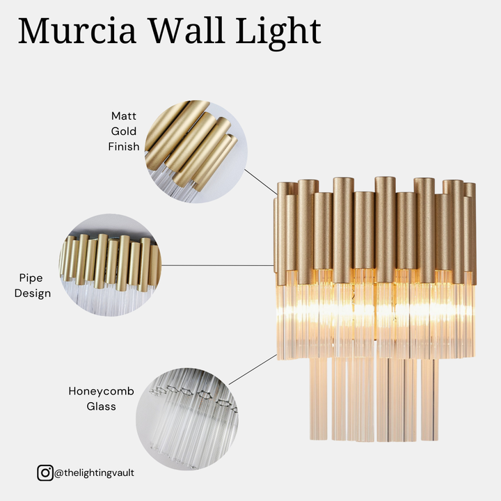 Murcia Wall Light – Gold & Ribbed Glass