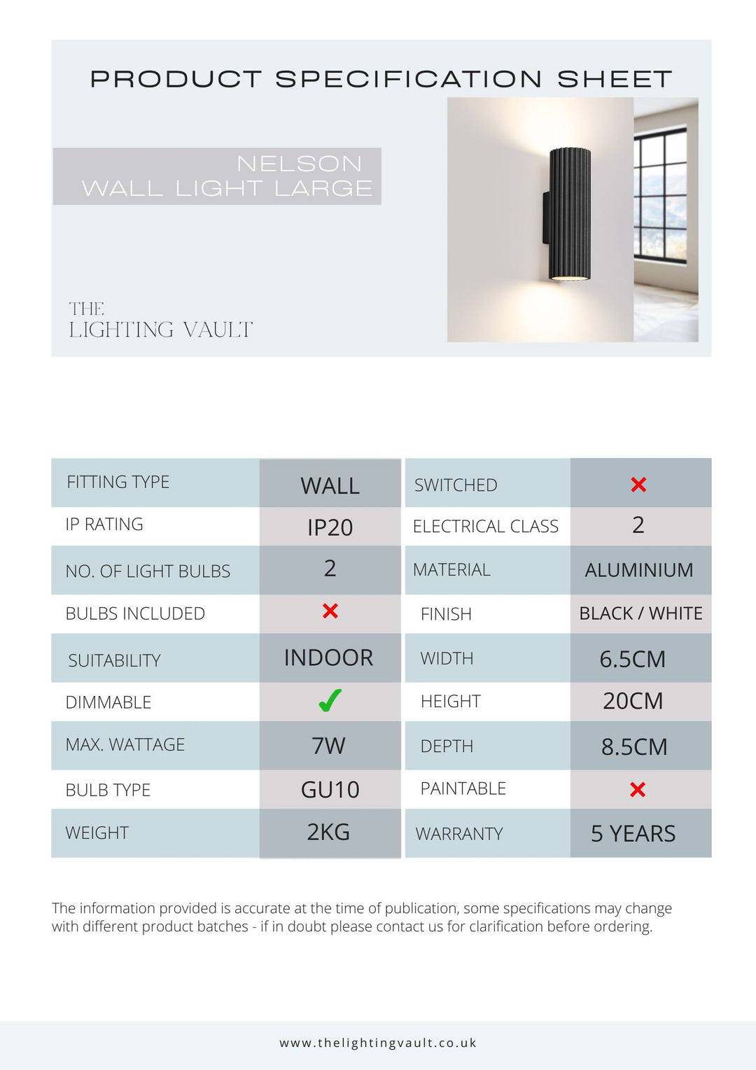 Nelson Wall Light Large - 2 COLOURS