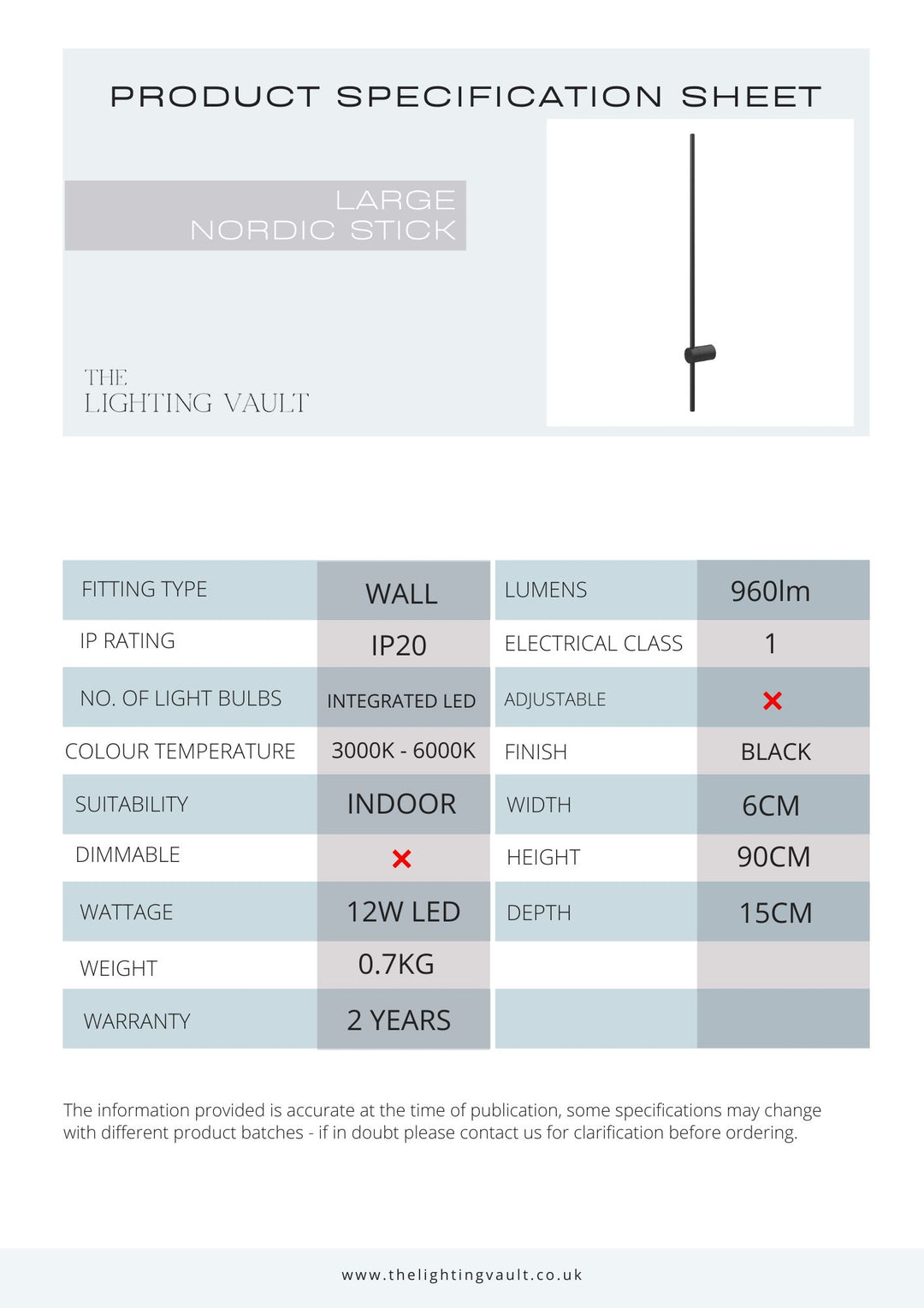 Nordic Stick Wall Light - 3 SIZES