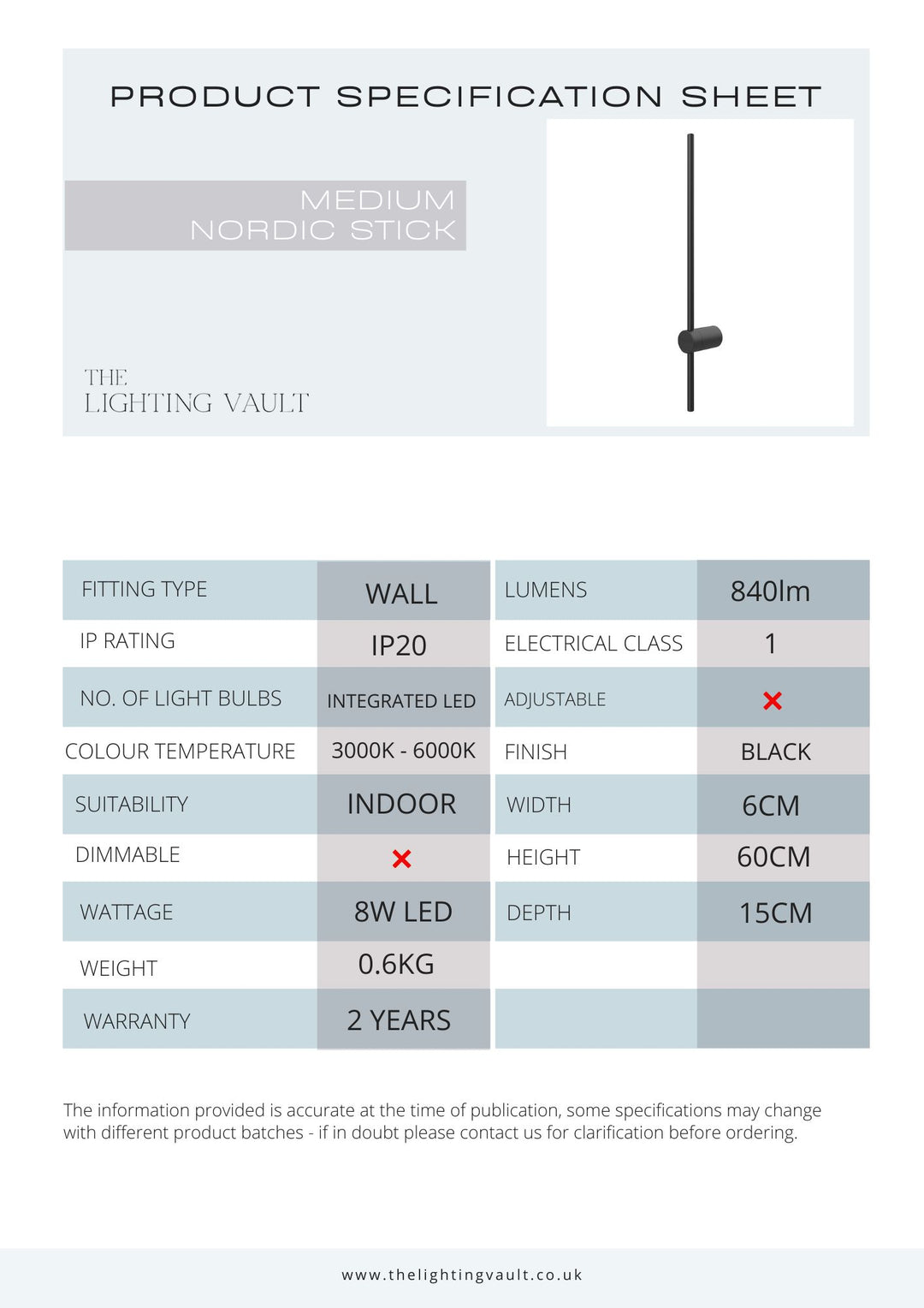 Nordic Stick Wall Light - 3 SIZES